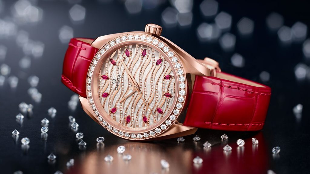 The female fake watch has red strap.